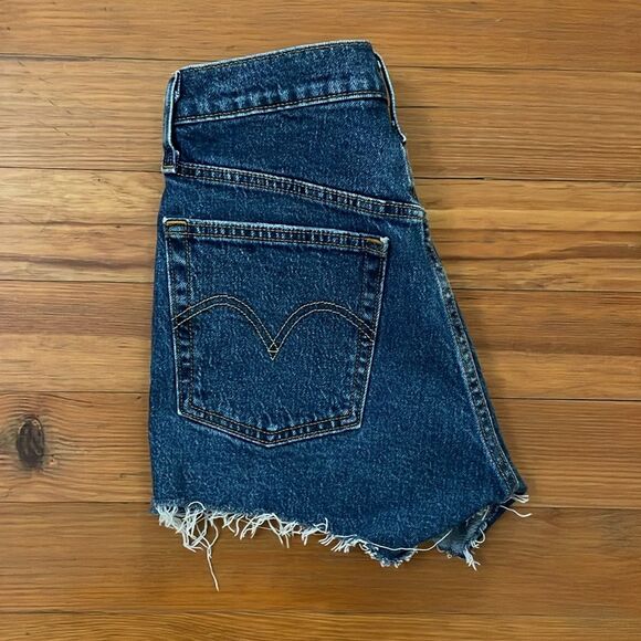 Levi's 501 Denim Cut-Off Blue Jean Shorts Womens Size 25 Button Fly - Picture 4 of 12